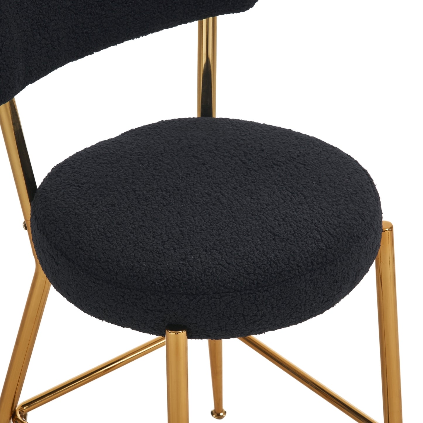 Modern Teddy Fabric Upholstered Bar Stool Set of 2 - Black