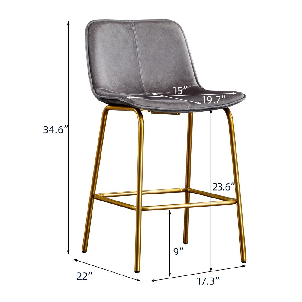 Velvet Gray Bar Stool - Set of 2