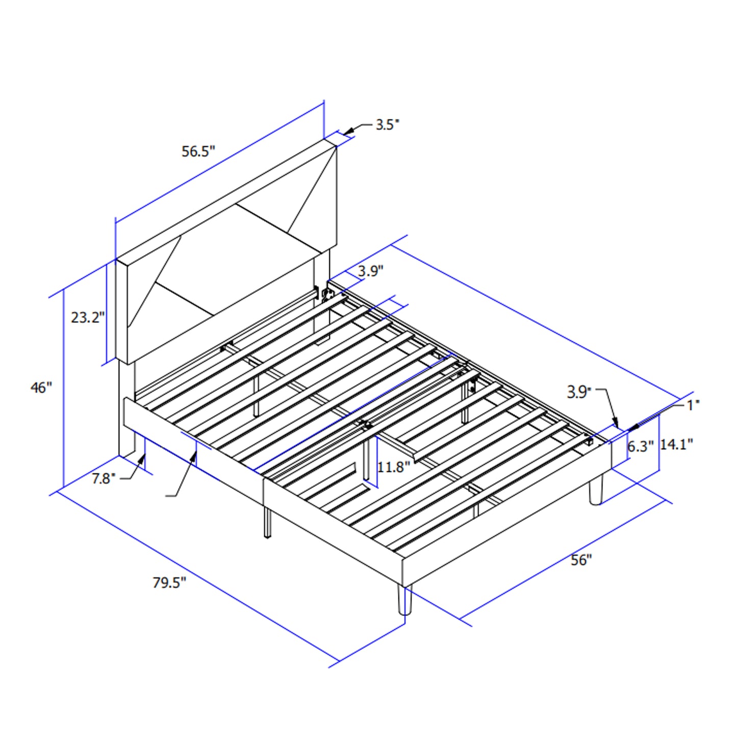 Full Size Upholstered Platform Bed Frame with  Headboard