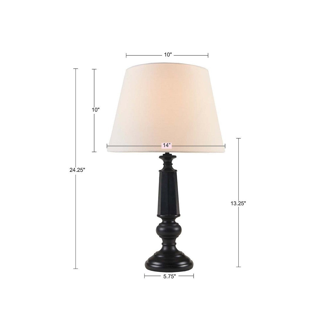 24.25" Landsdown Black Faceted Table Lamp