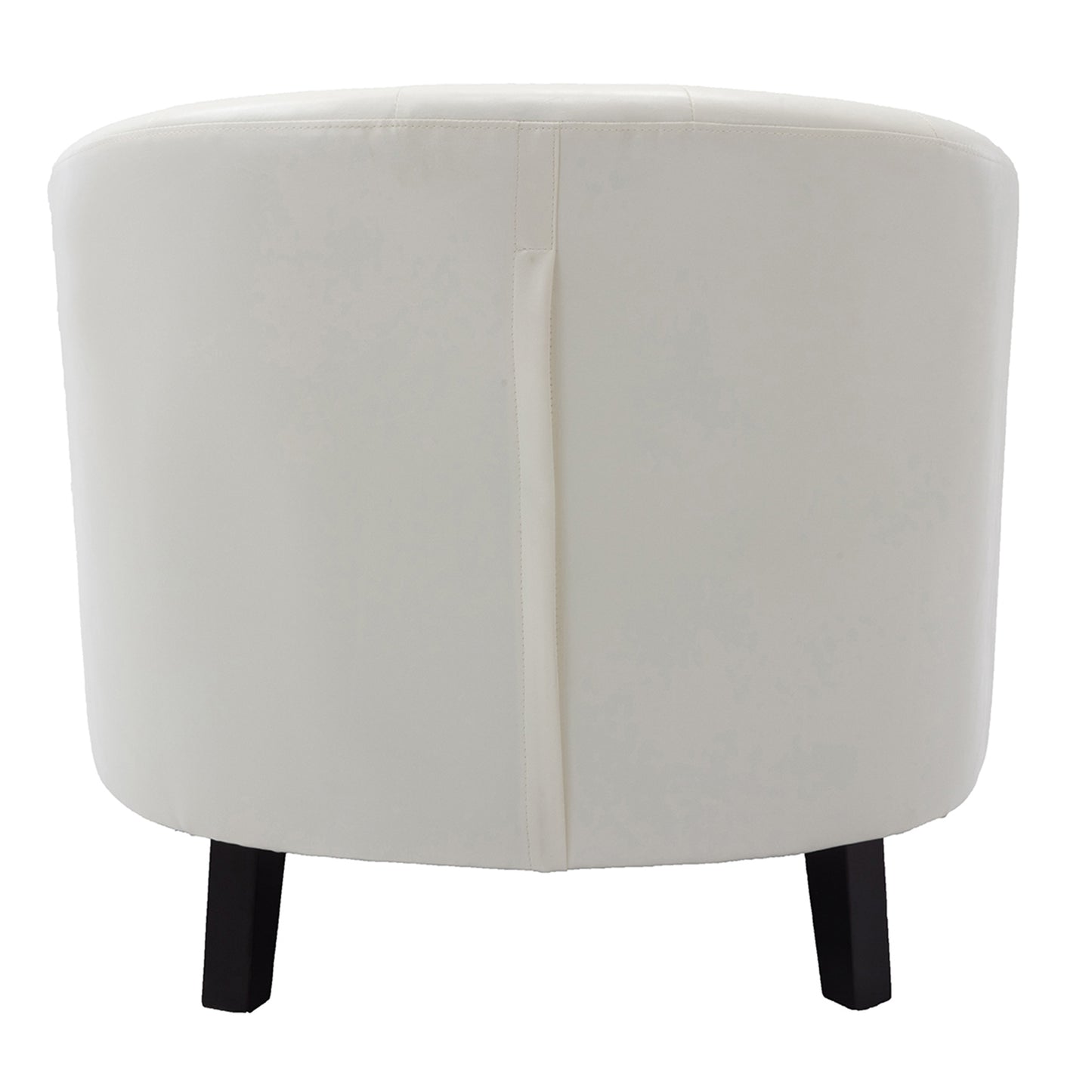 Modern White Nailhead Trim PU Leather Tufted Barrel Accent Chair