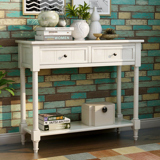 Trexm Daisy Series Console Table - Ivory White