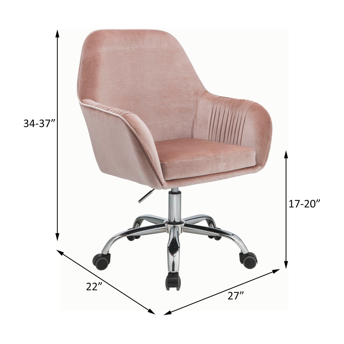 Eimer Office Chair in Peach Velvet & Chrome