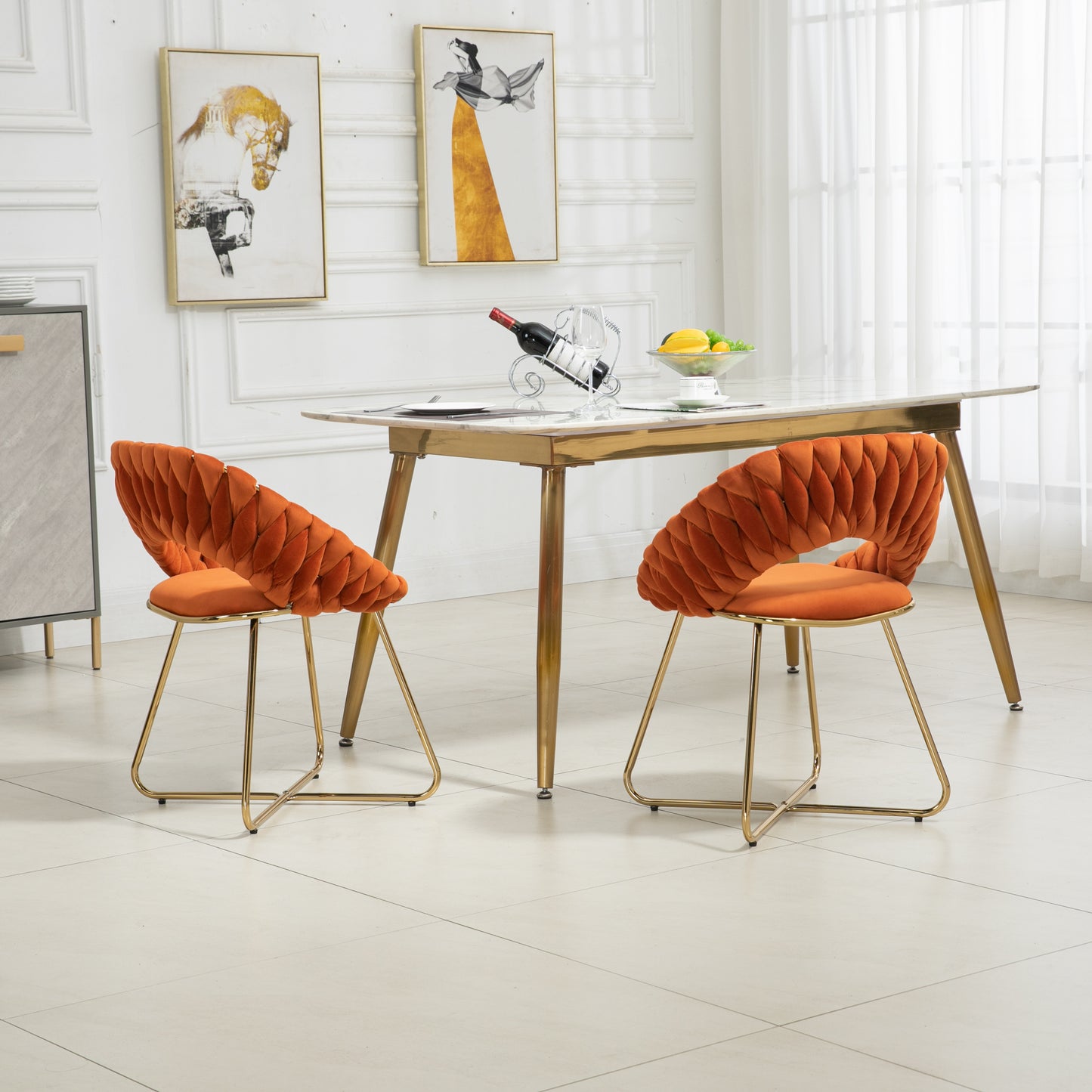 Oxitil Orange Accent Chairs Set of 2