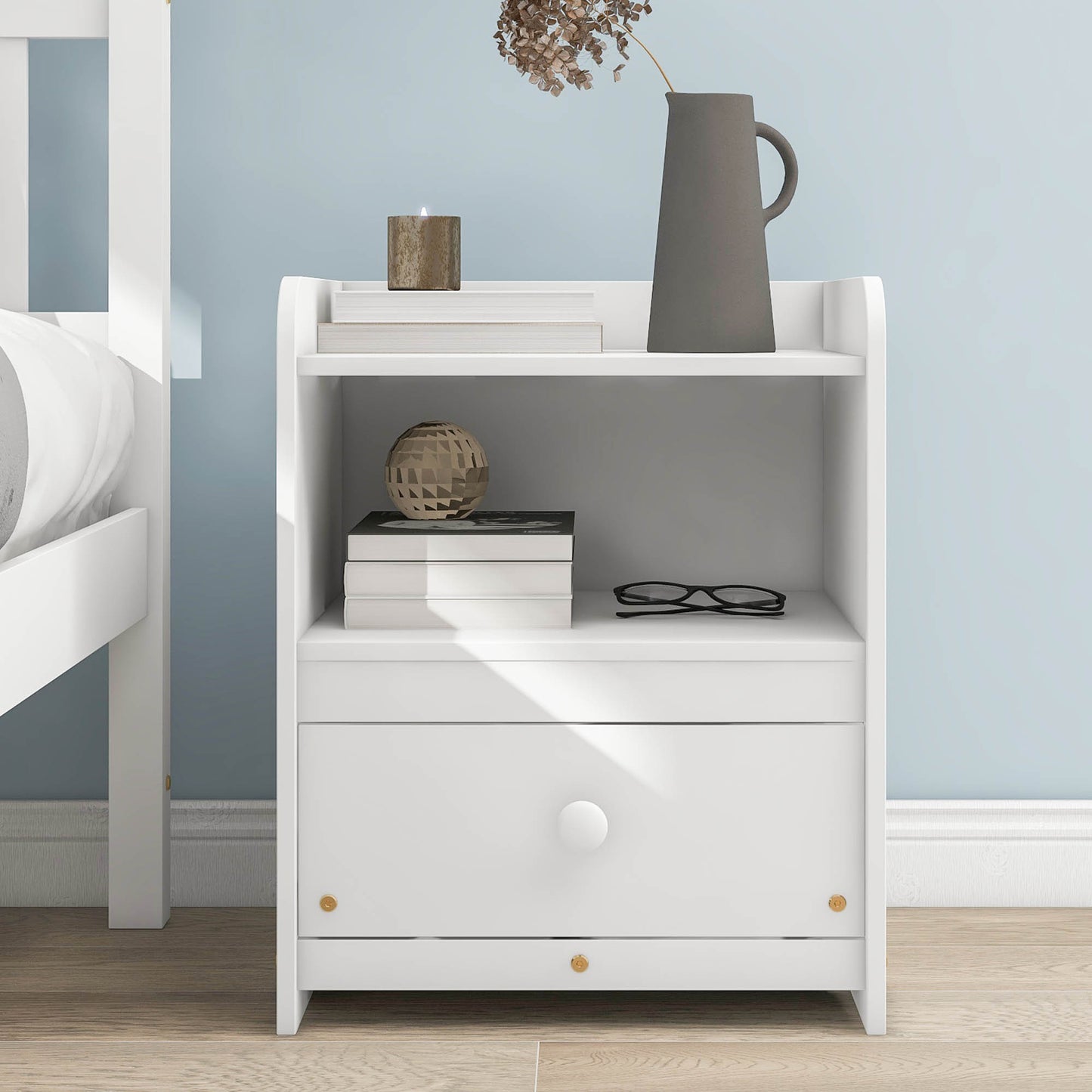 One Drawer Nightstand- White