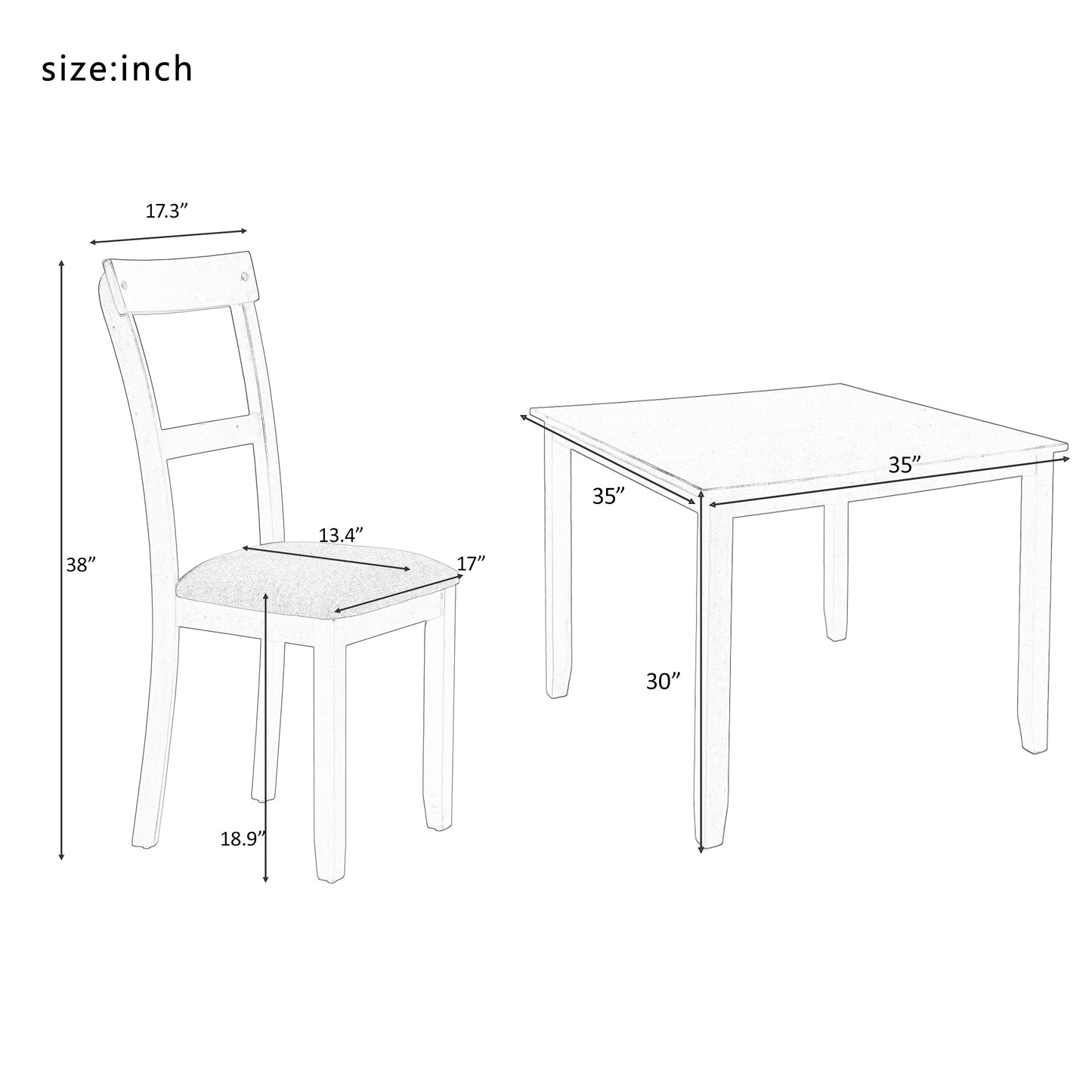 Trex 5 Piece Dining Table Set (Grey)