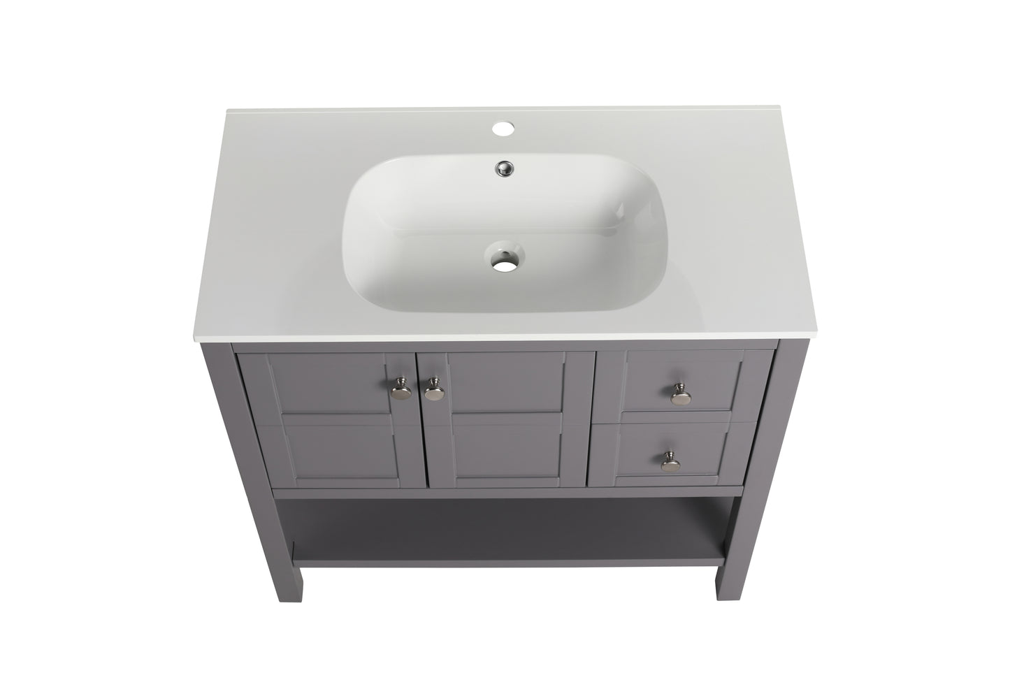 Bathroom Vanity With Soft Close Drawers and Gel Basin, Grey