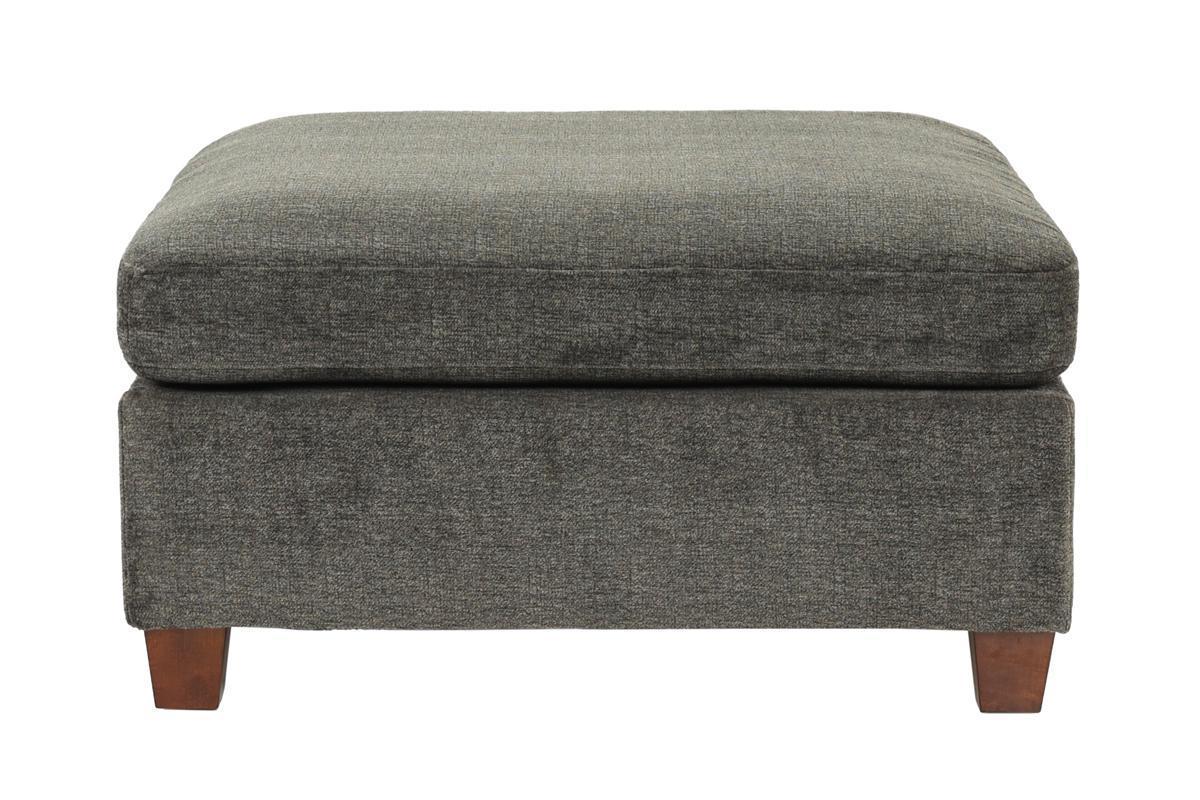 Parsley Grey Chenille Fabric Cocktail Ottoman
