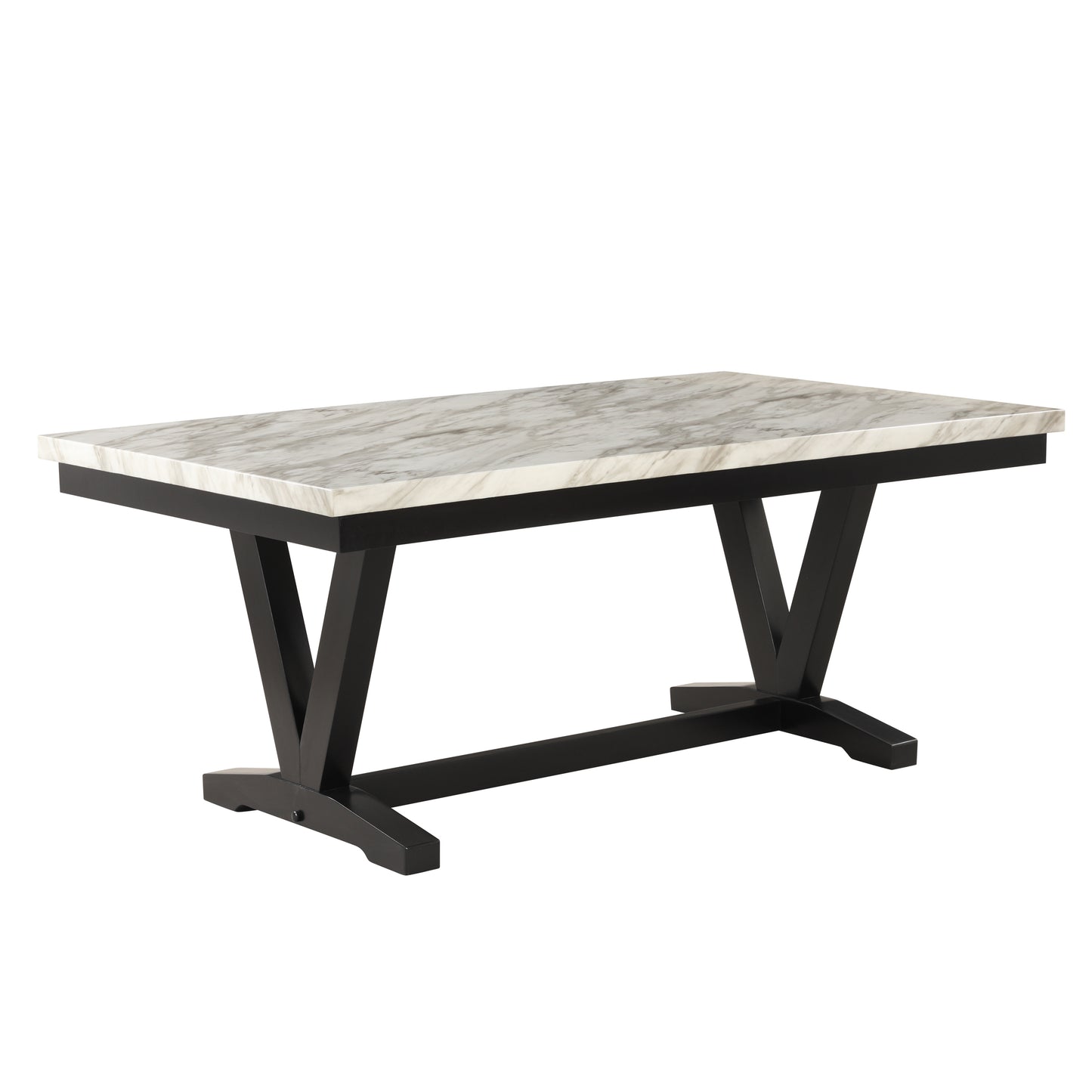 6-piece Dining Table Set with Faux Marble Top