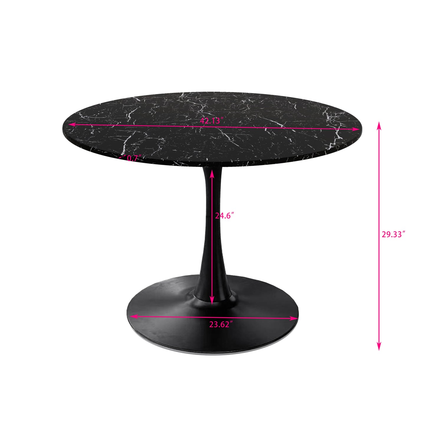 Modern Round Dining Table with Printed Black Marble Table Top