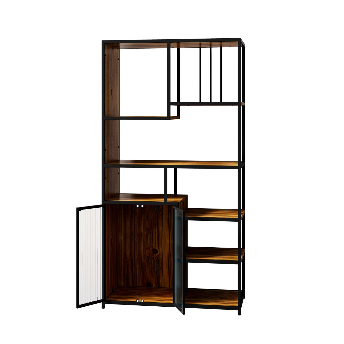 Multipurpose Bookshelf, Fir Wood and Iron