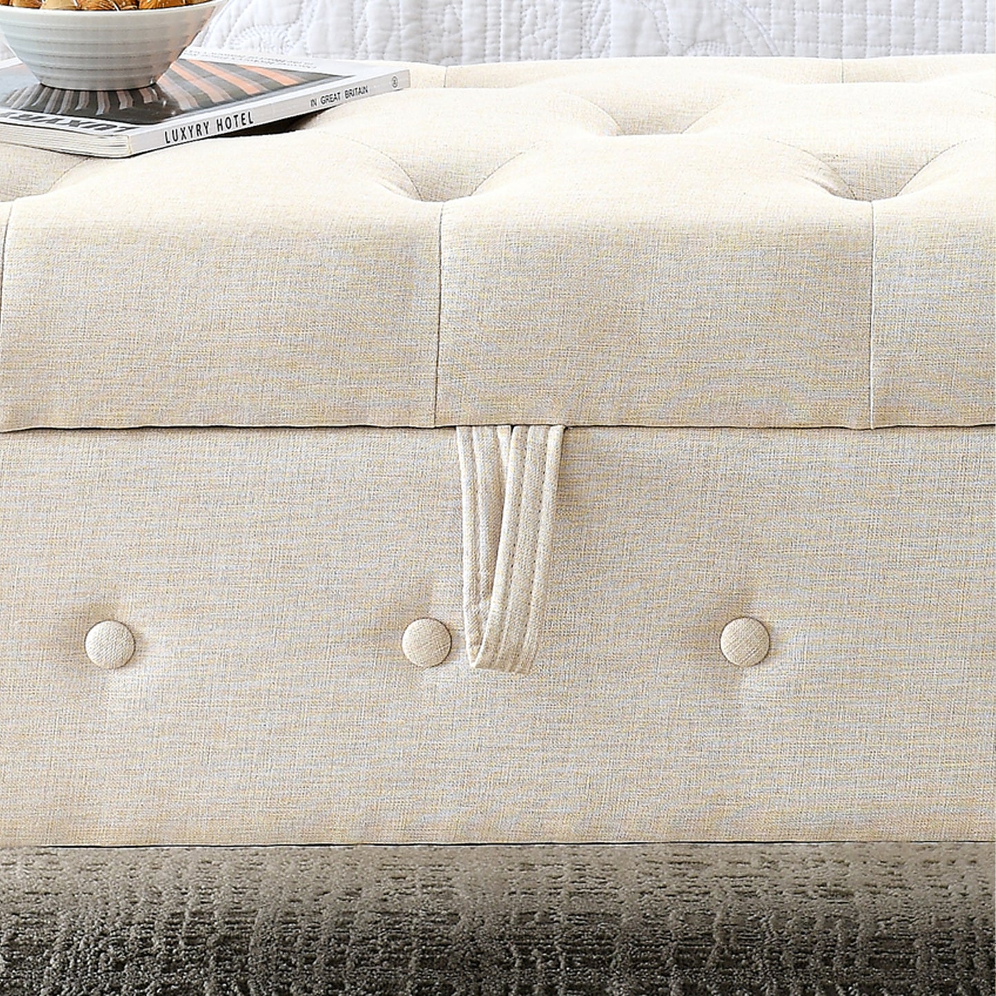 62" Bedroom Tufted Button Storage Bench
