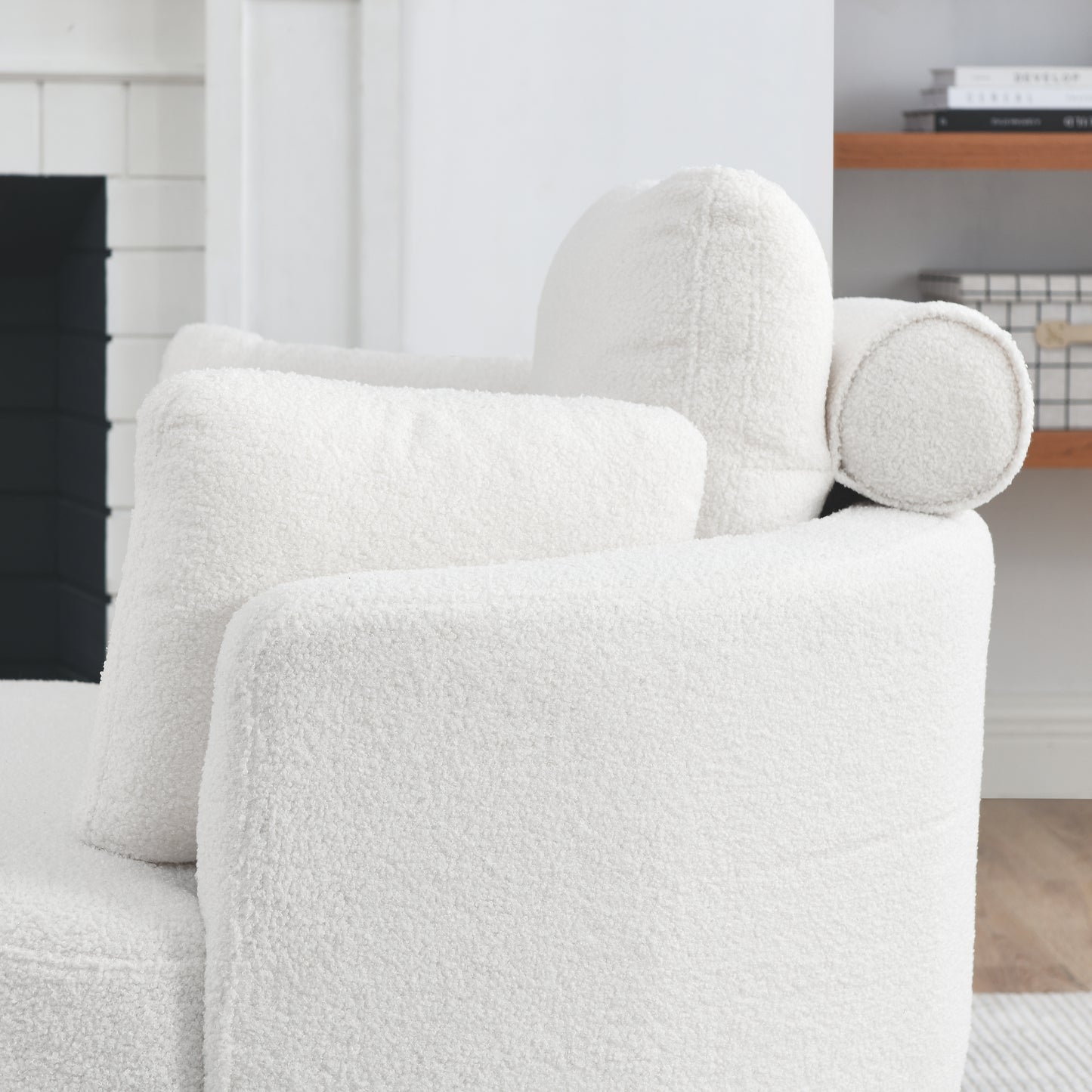 39"W Oversized Swivel Chair with Moon Storage Ottoman