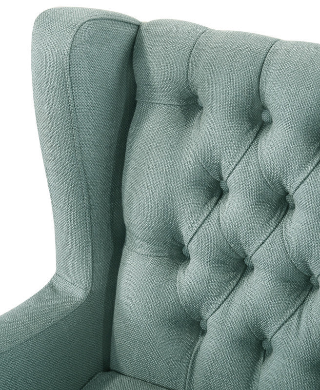 Irwin Teal Linen Button Tufted Wingback Chair