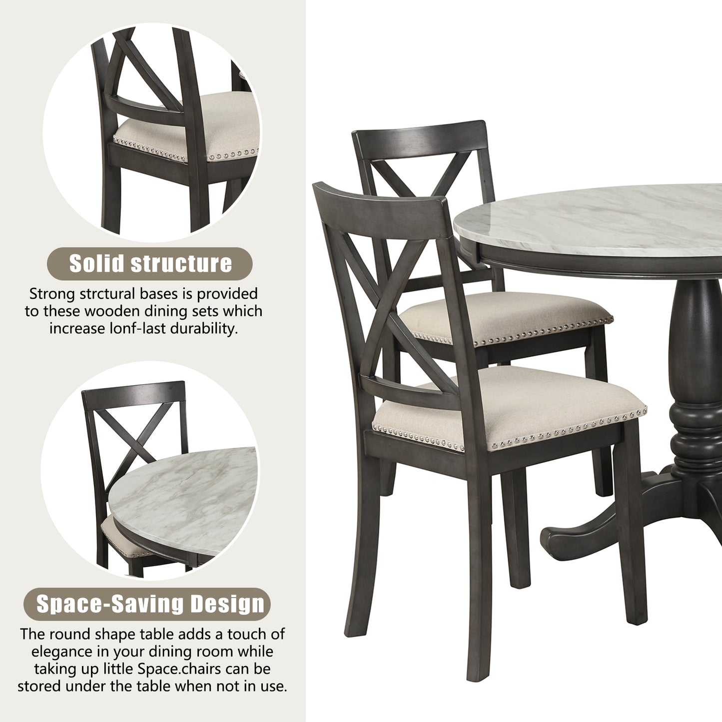 Orisfur 5 Pieces Dining Table and Chairs Set f