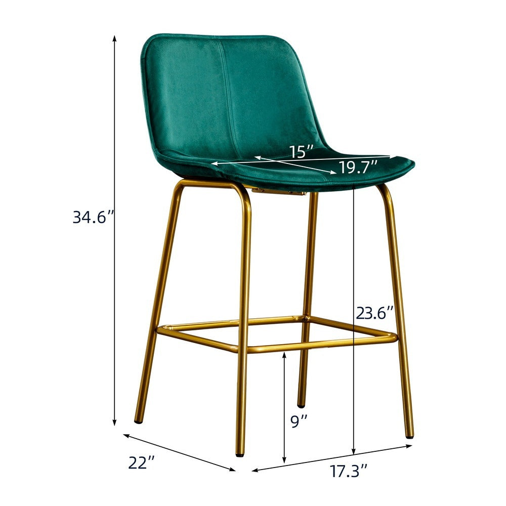 Velvet Green Bar Stool - Set of 2