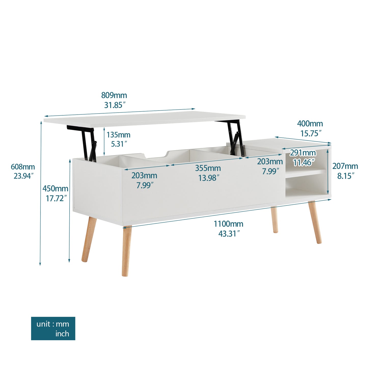 Classic Lift Top Coffee Table, White