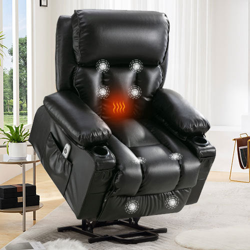 ComfortEase Ultra: The Ultimate Lift & Wellness Recliner with Heat, Massage, and Smart Features: BLACK