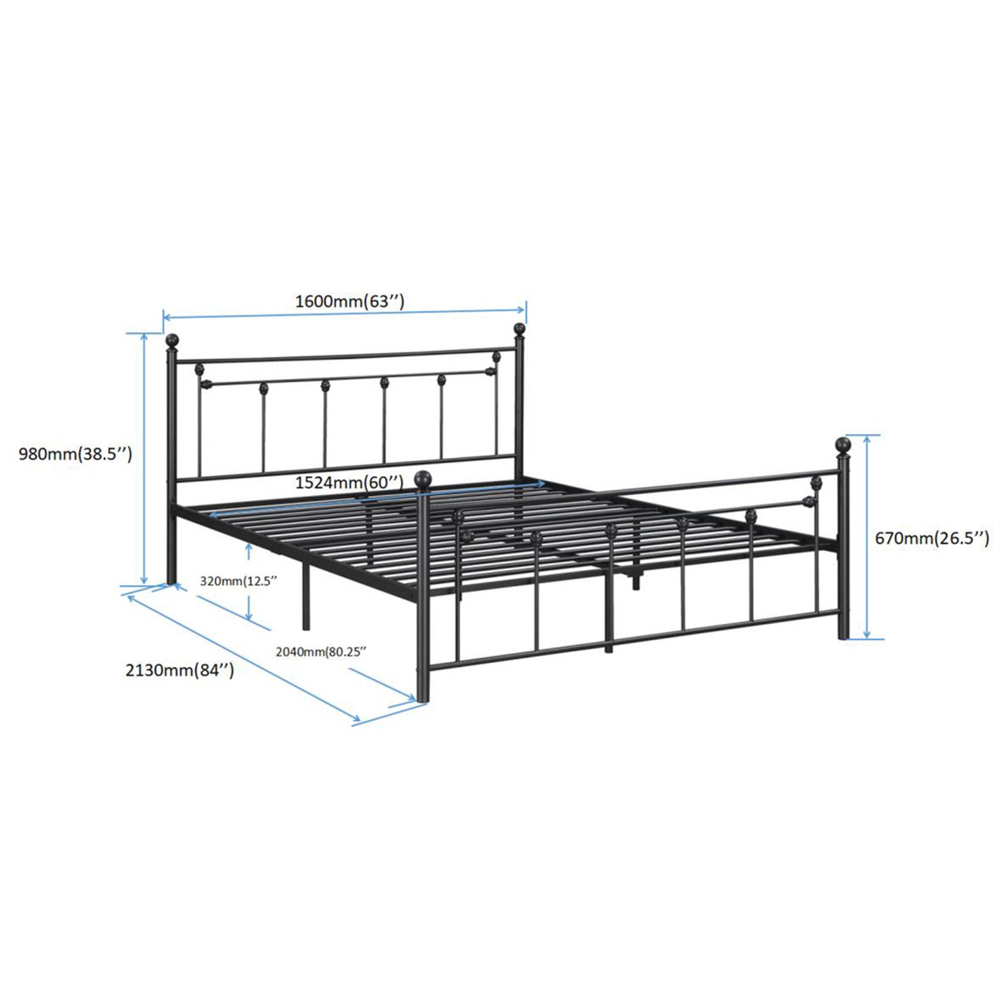 Queen Size Metal Bed Frame