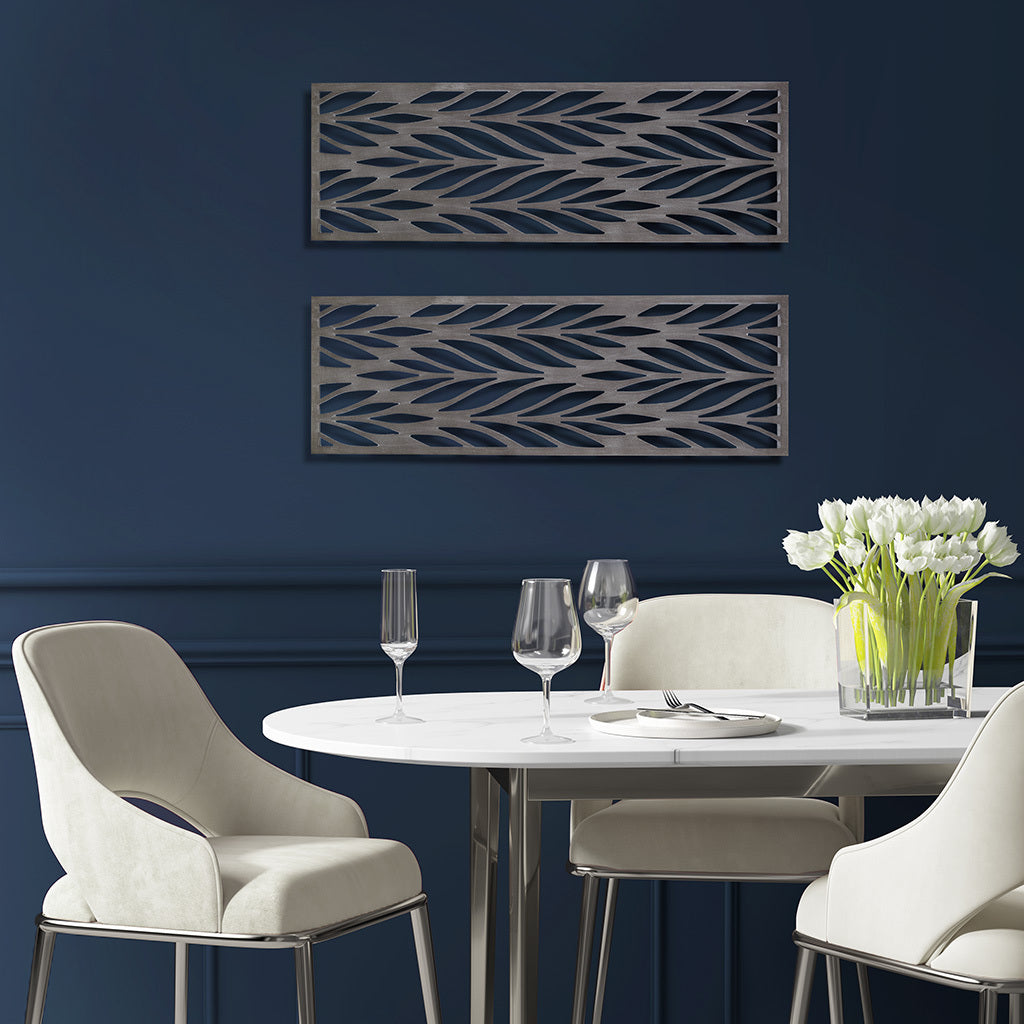Florian Grey Laser Cut Wood 2-piece Panel Wall Decor Set
