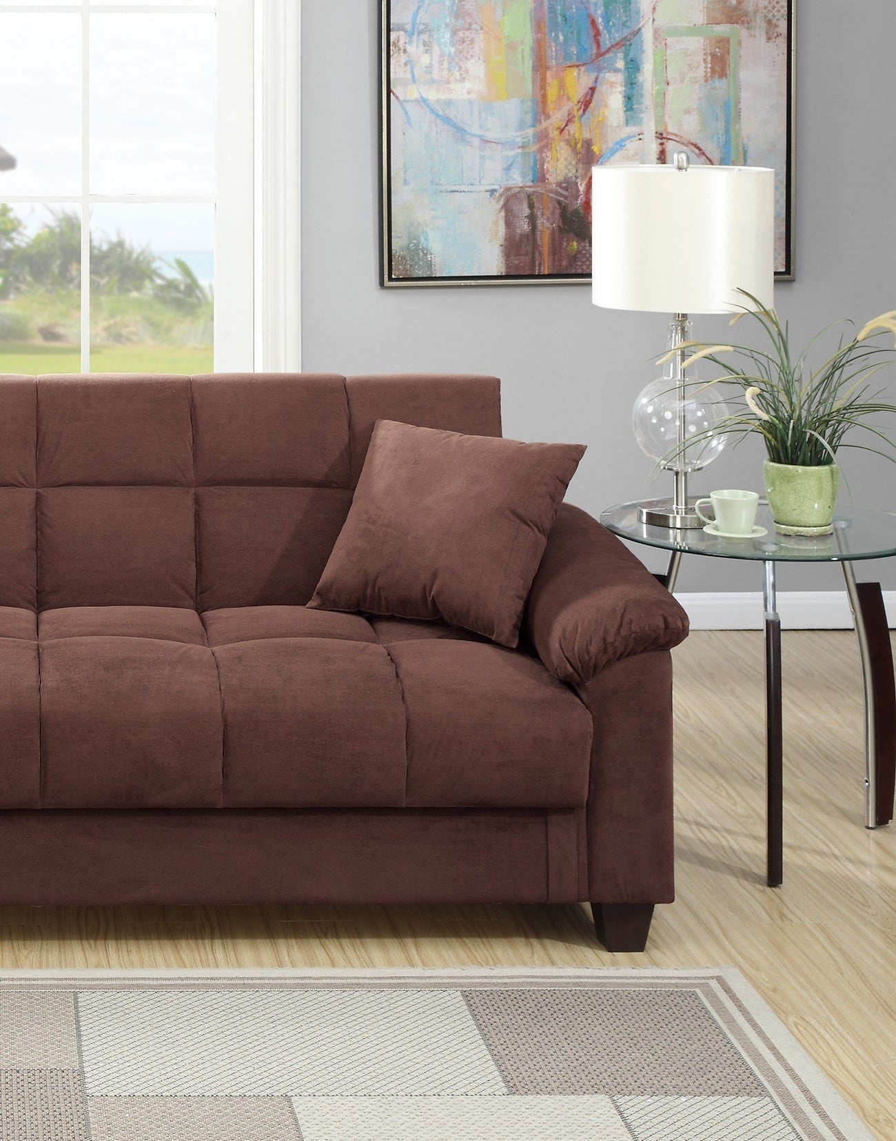 Calley Plush Contemporary Living Room Adjustable Sofa-Chocolate