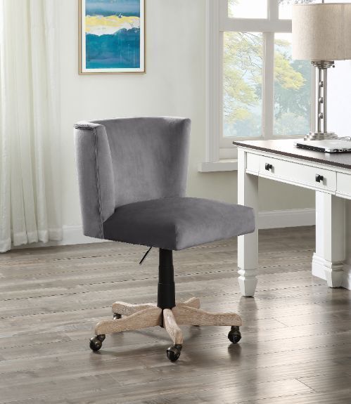 Cliasca Office Chair, Gray Velvet