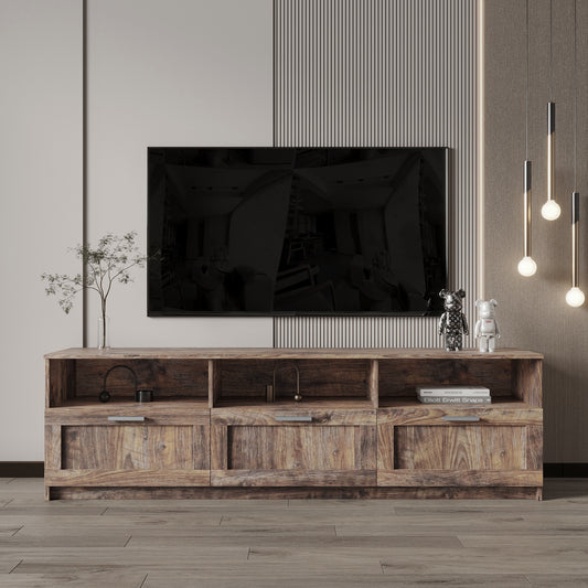 Minimalist Console Table for up to 80" TVs, Natural Wood