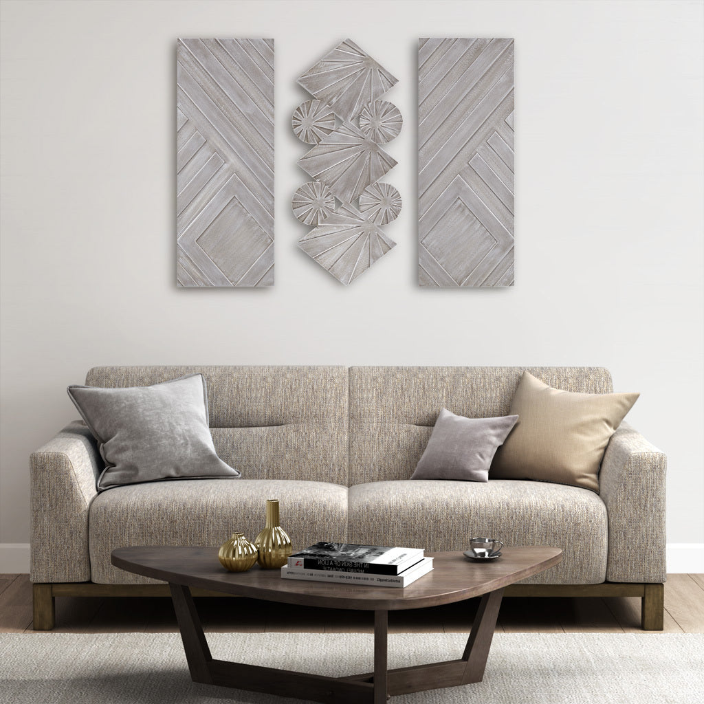 Ash Carved Wood 3 Piece Set Wall Decor