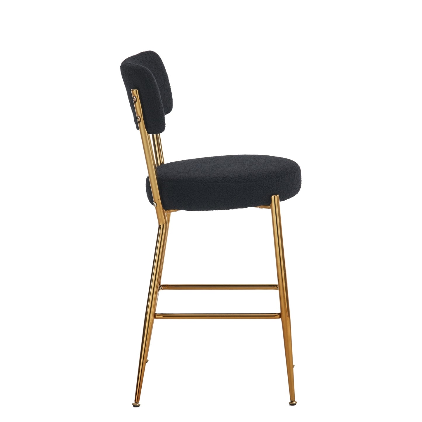 Modern Teddy Fabric Upholstered Bar Stool Set of 2 - Black