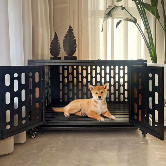 Dog Crate End Table with Cushion and Hooks