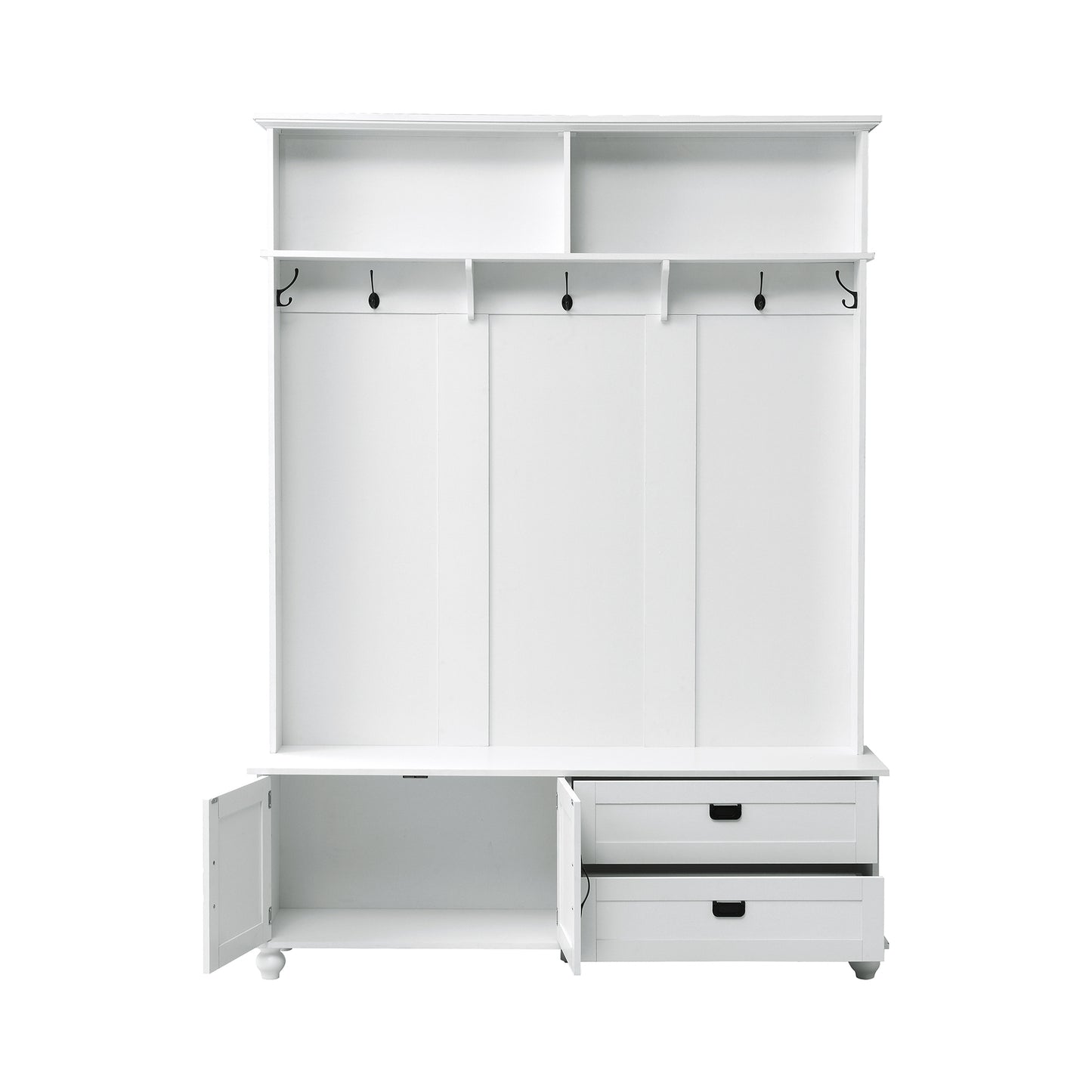 ON-TREND Modern Style Hall Tree with Storage Cabinet and 2 Large Drawers