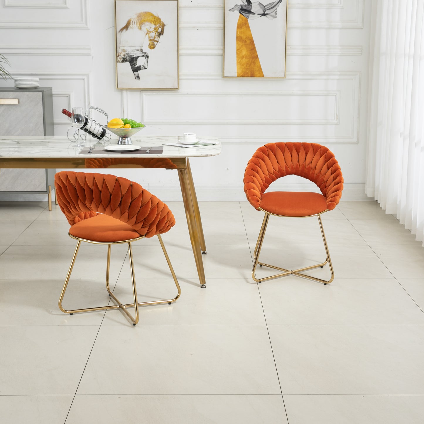 Oxitil Orange Accent Chairs Set of 2