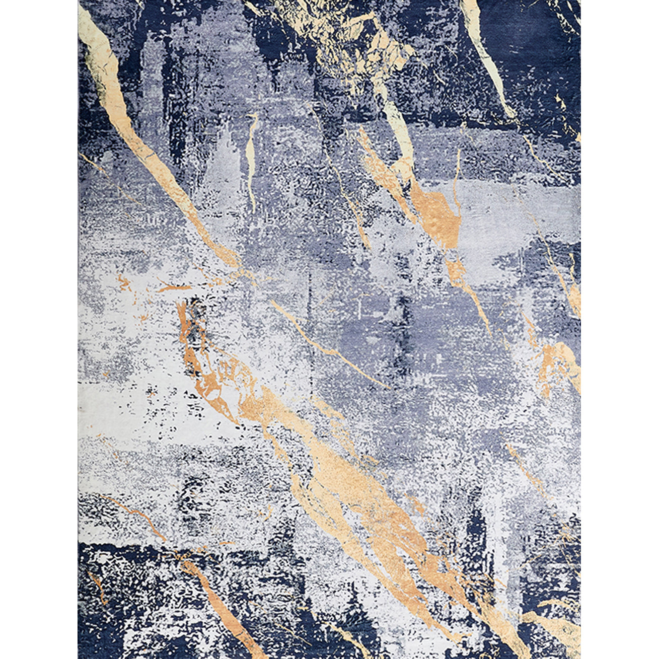 Abstract Blue Gray Yellow Area Rug