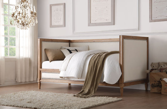 ACME Charlton Daybed in Cream Linen & Salvage Oak - Twin