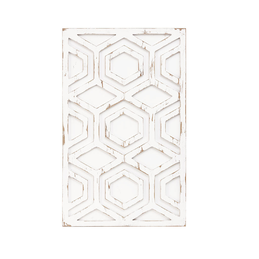 Ink+Ivy Ivory Geometric Carved Wood Wall Decor