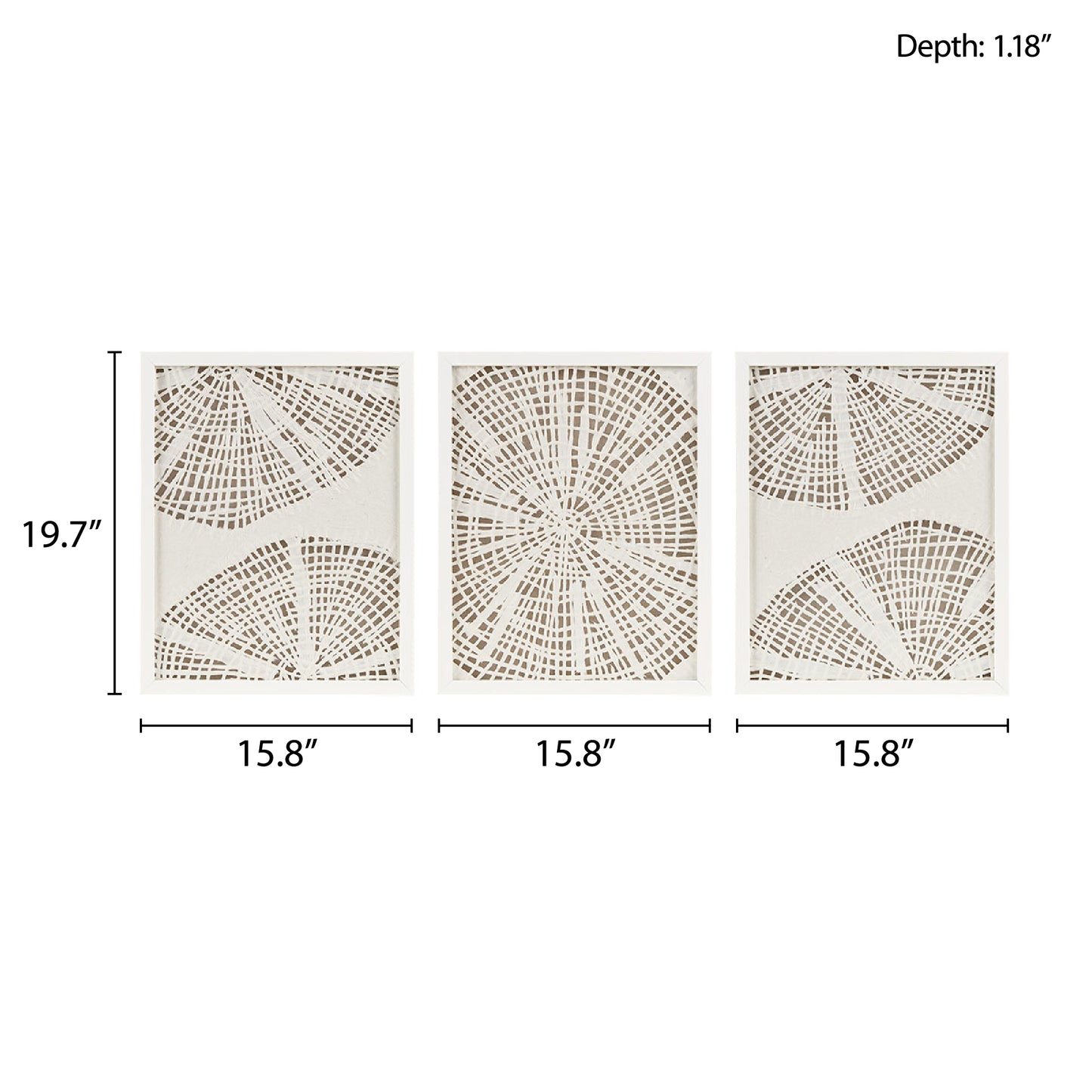 Solana Framed Abstract Coastal Rice Paper 3-piece Shadowbox Wall Decor Set