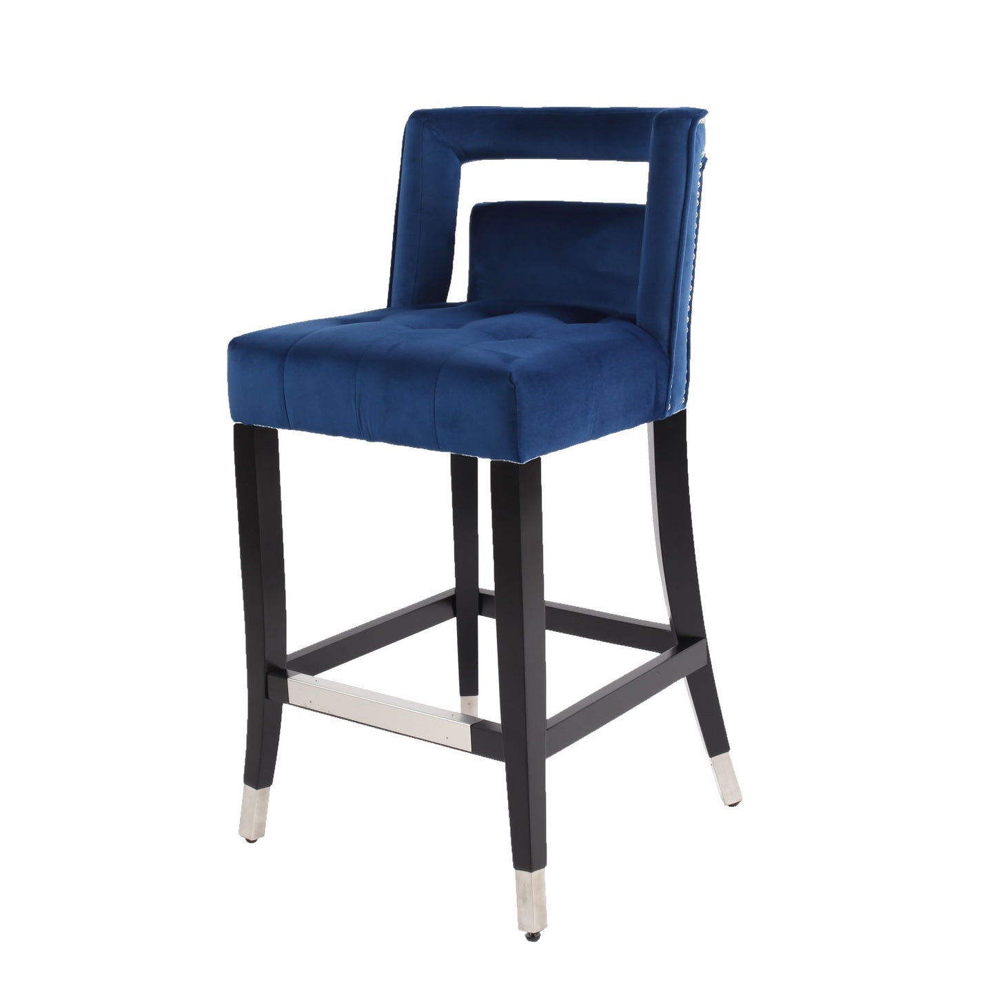 Suede Velvet Barstool with Nail Heads Set of 2