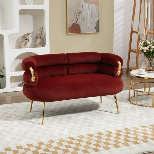 Accent Chair with Golden feet, red
