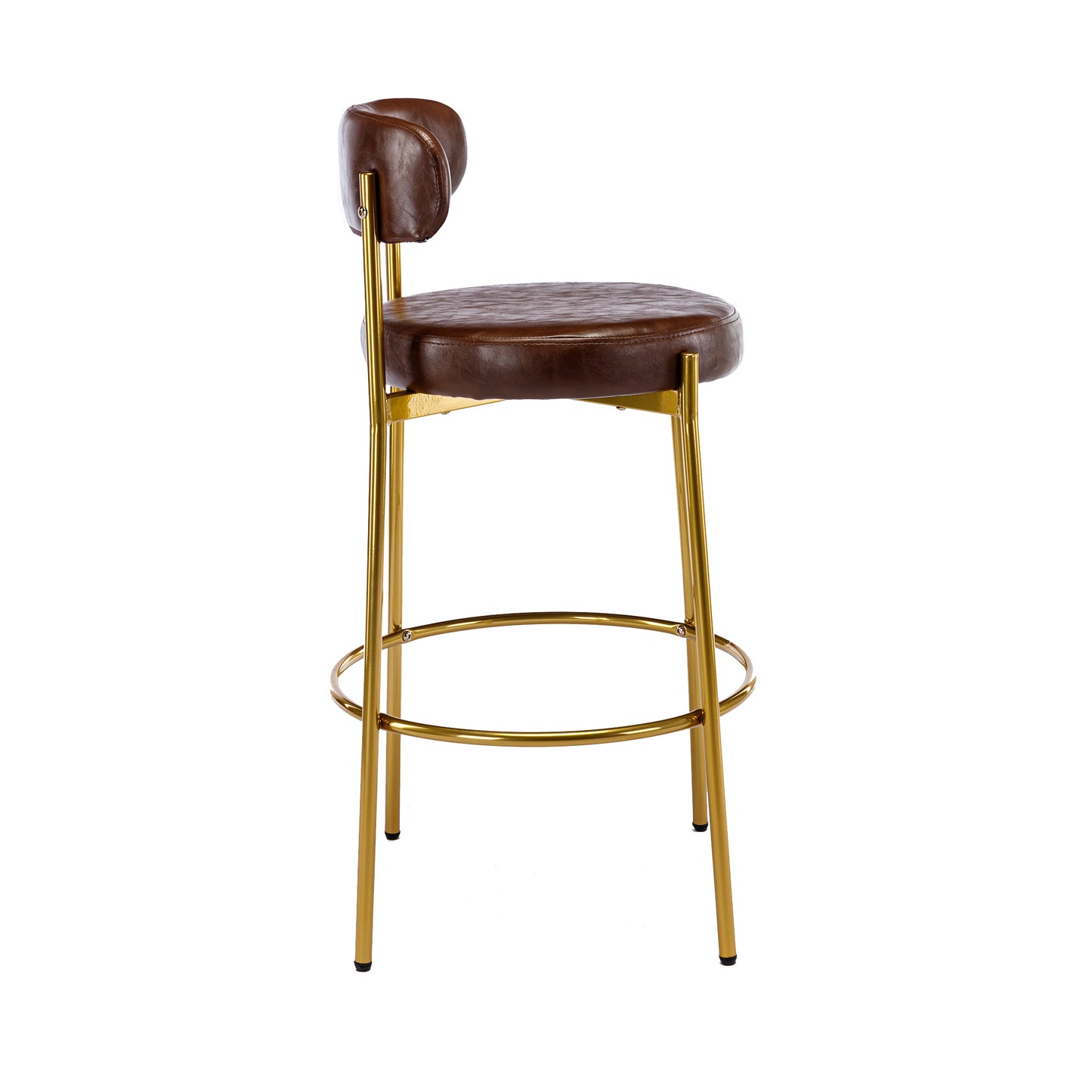 Coolmore Bar Stools Industrial Pub Barstools with Back and Footres Set of 2 - Brown