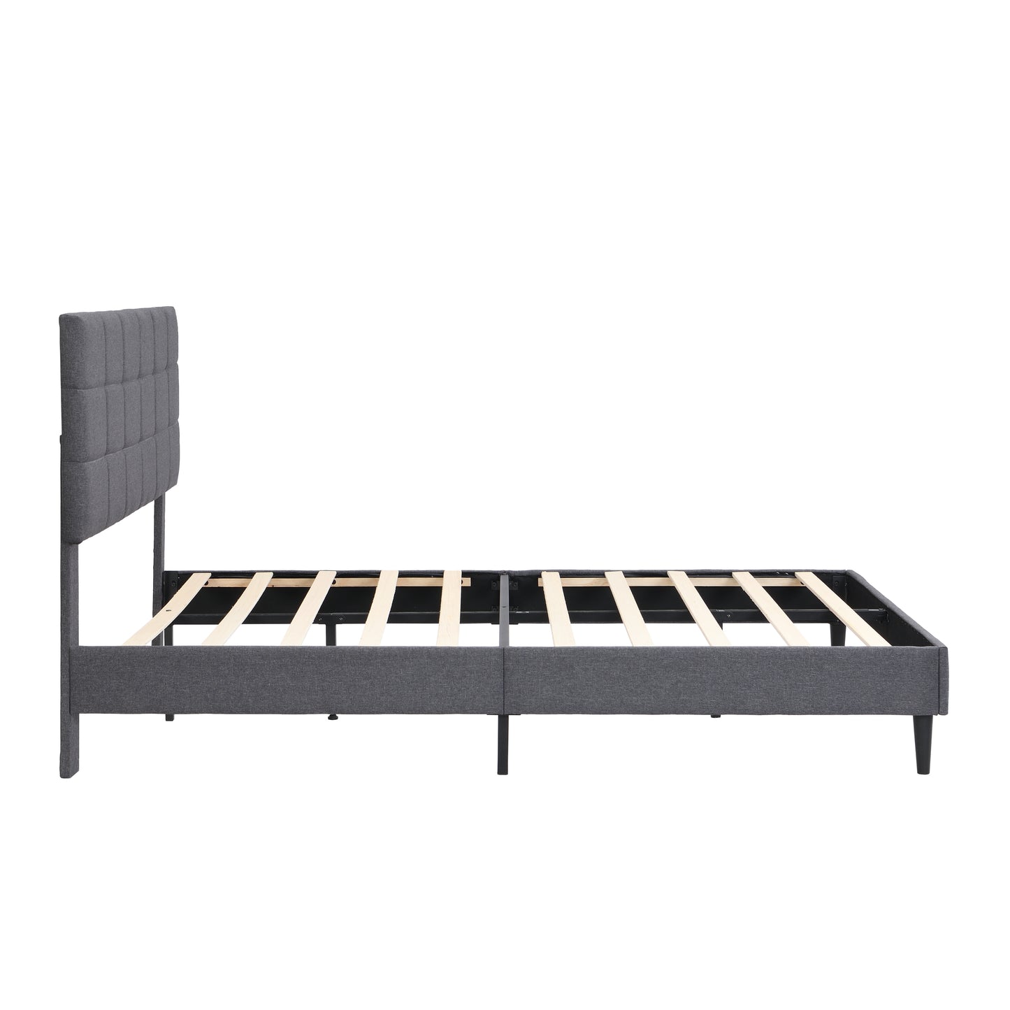 Queen Size Platform Bed Frame with Fabric Upholstered Headboard