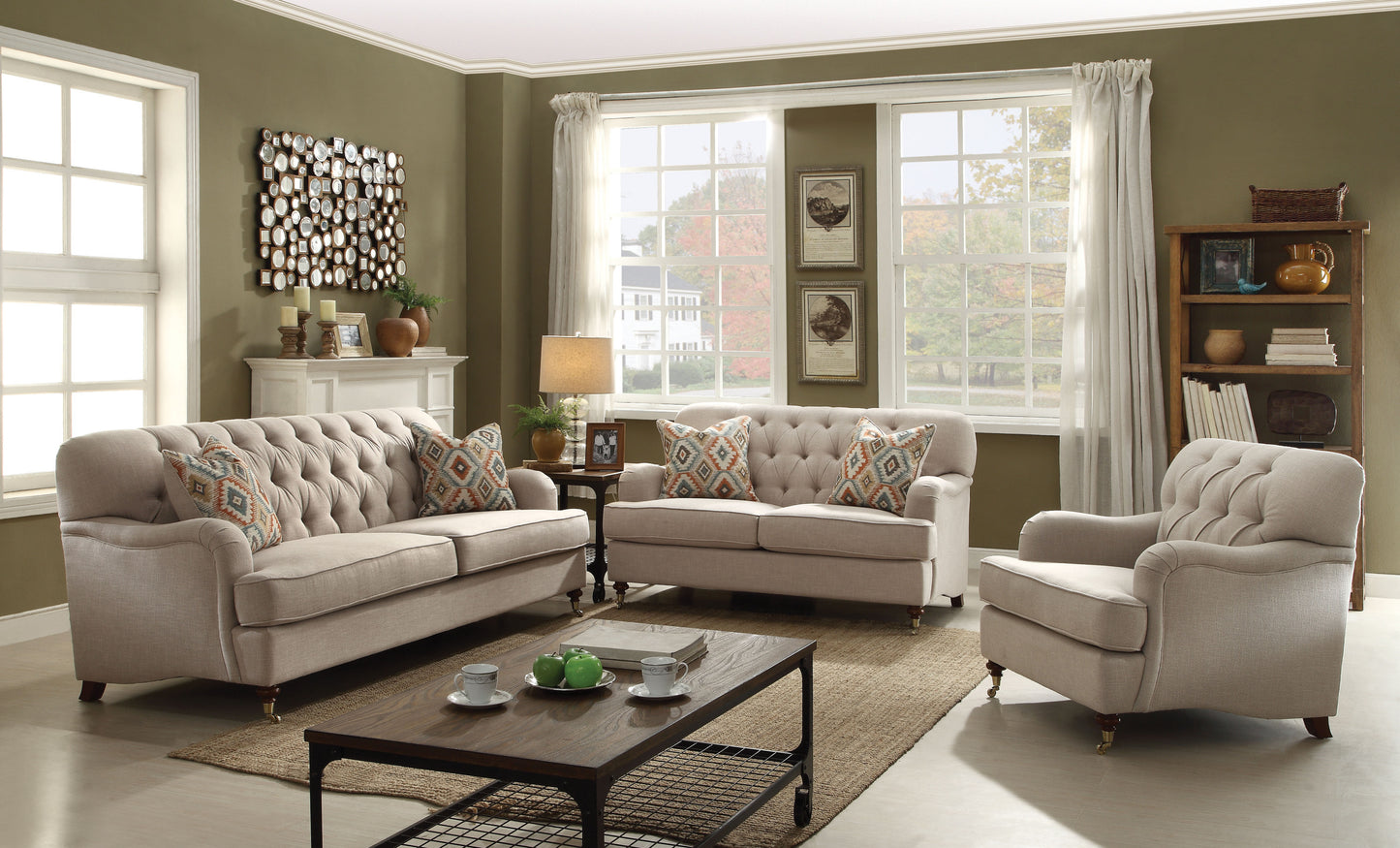 Alianza Sofa w/2 Pillows in Beige Fabric