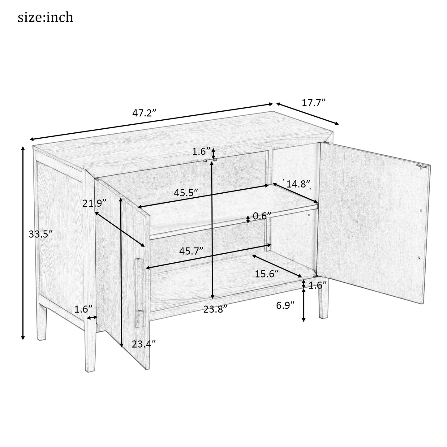 U-Style Storage Cabinet Sideboard Wooden Cabinet