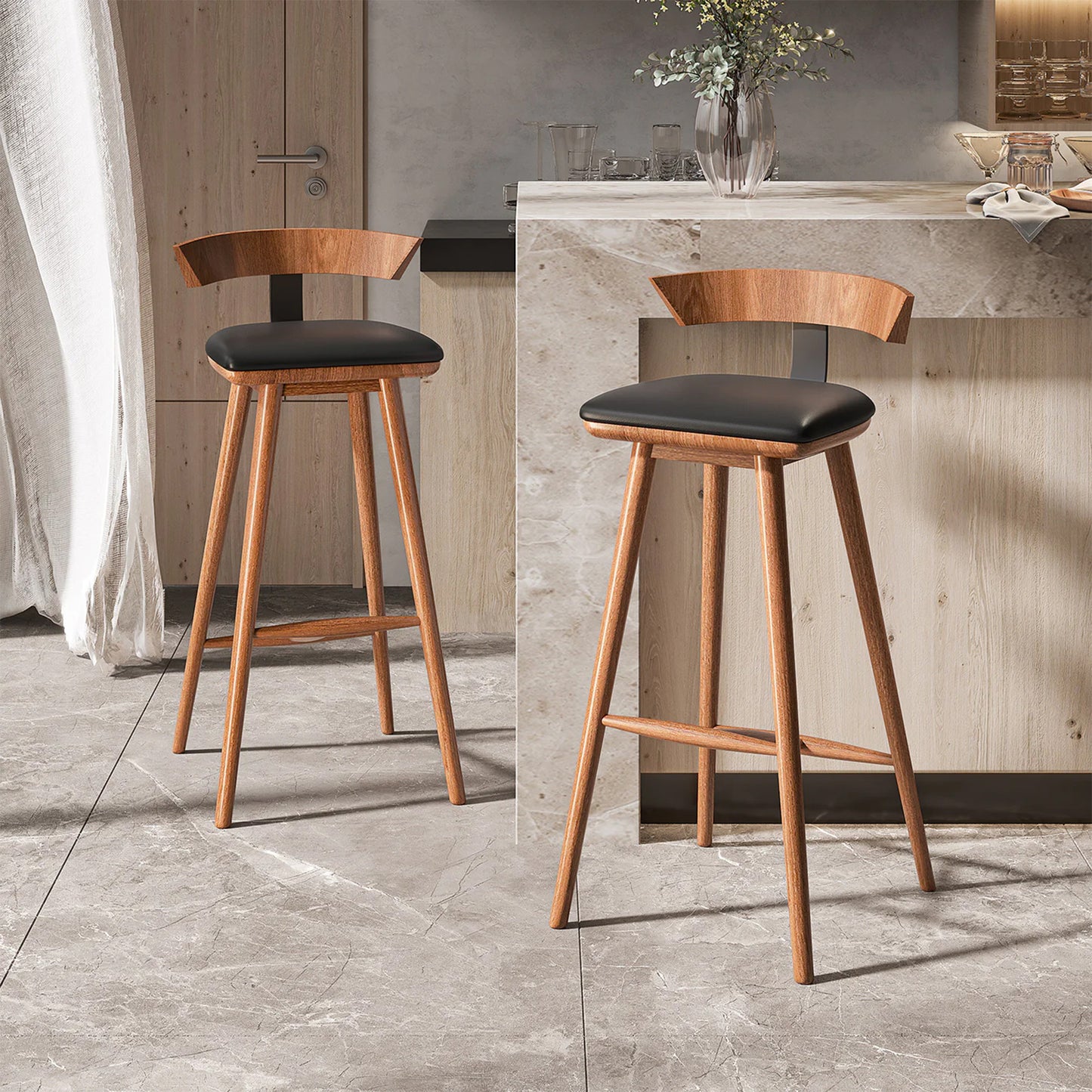 Wood Upholstered Counter Bar Stool