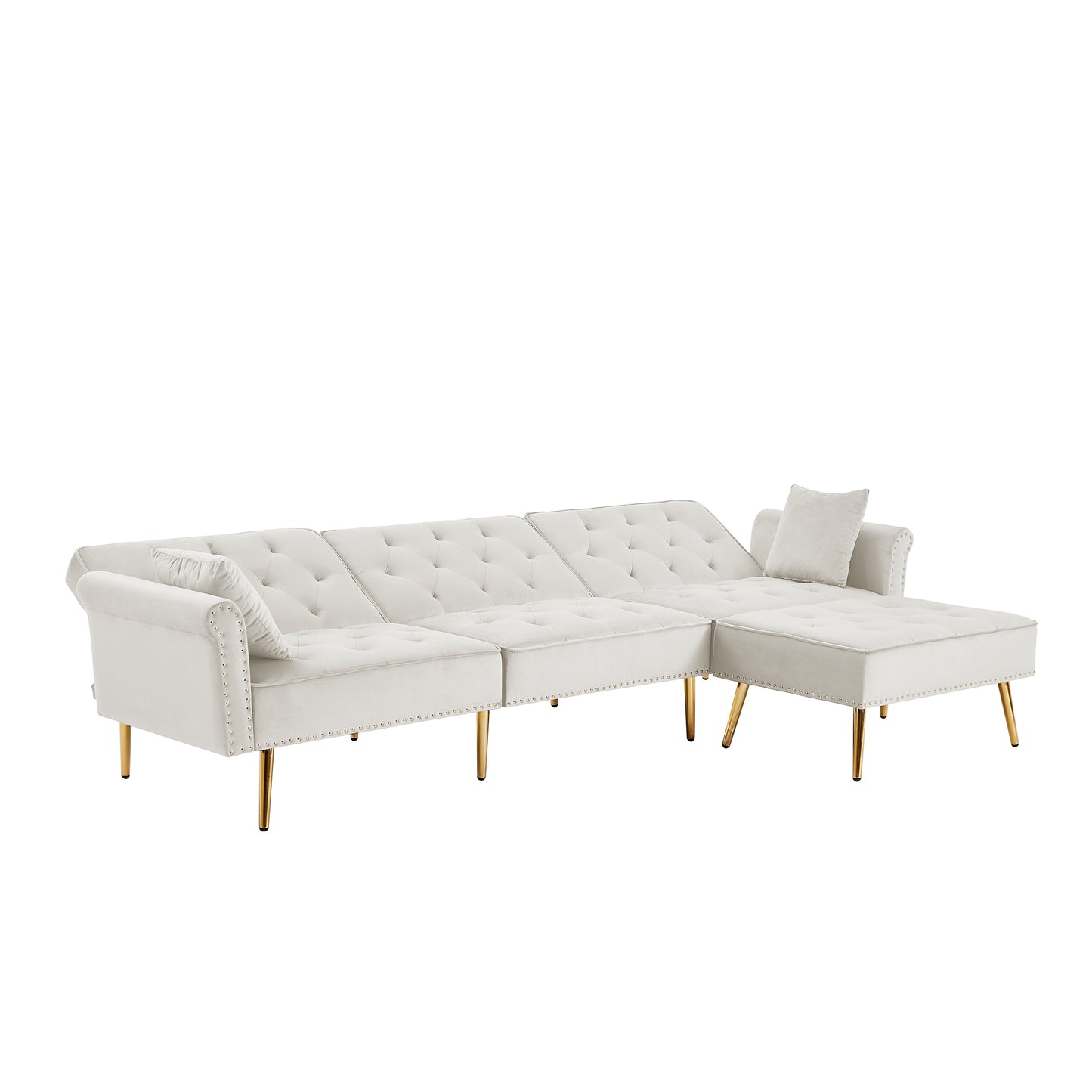 Maxine Modern Velvet Upholstered Reversible Sectional Sofa Bed