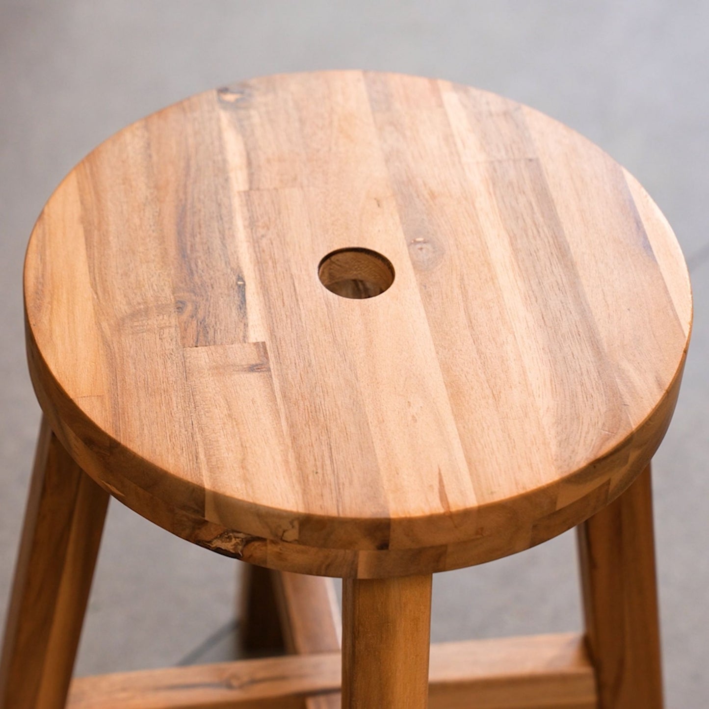 Acacia Wood Stool Round Top Chairs