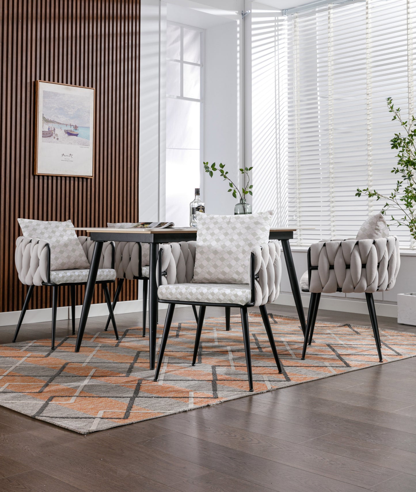 Beige Modern Velvet Dining Chairs Set of 2