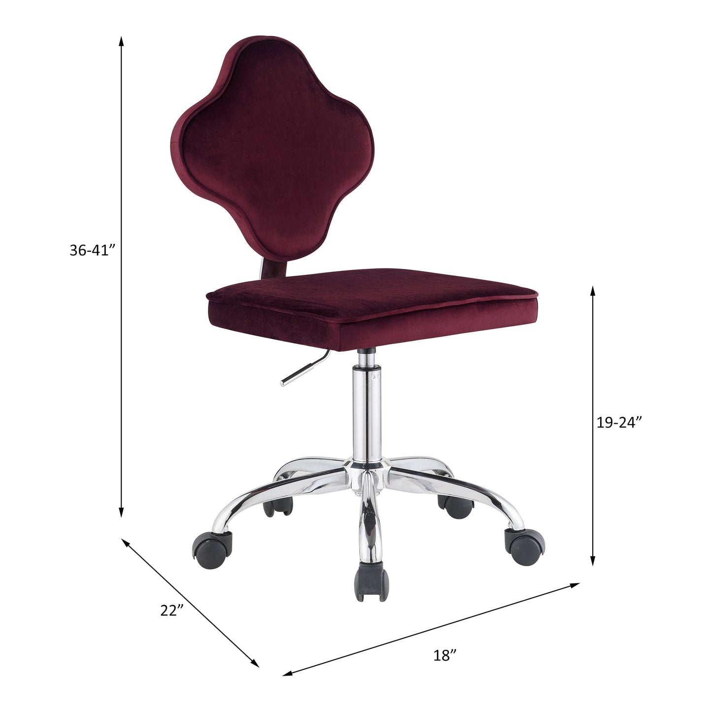 Clover Office Chair Red Velvet