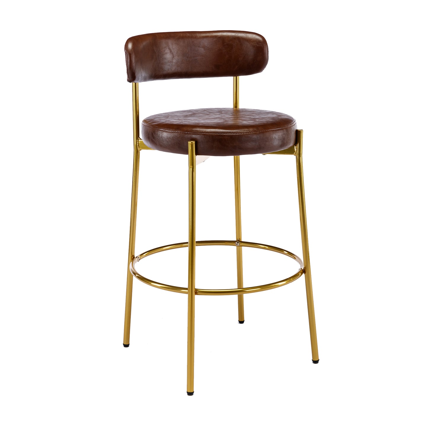 Coolmore Bar Stools Industrial Pub Barstools with Back and Footres Set of 2 - Brown