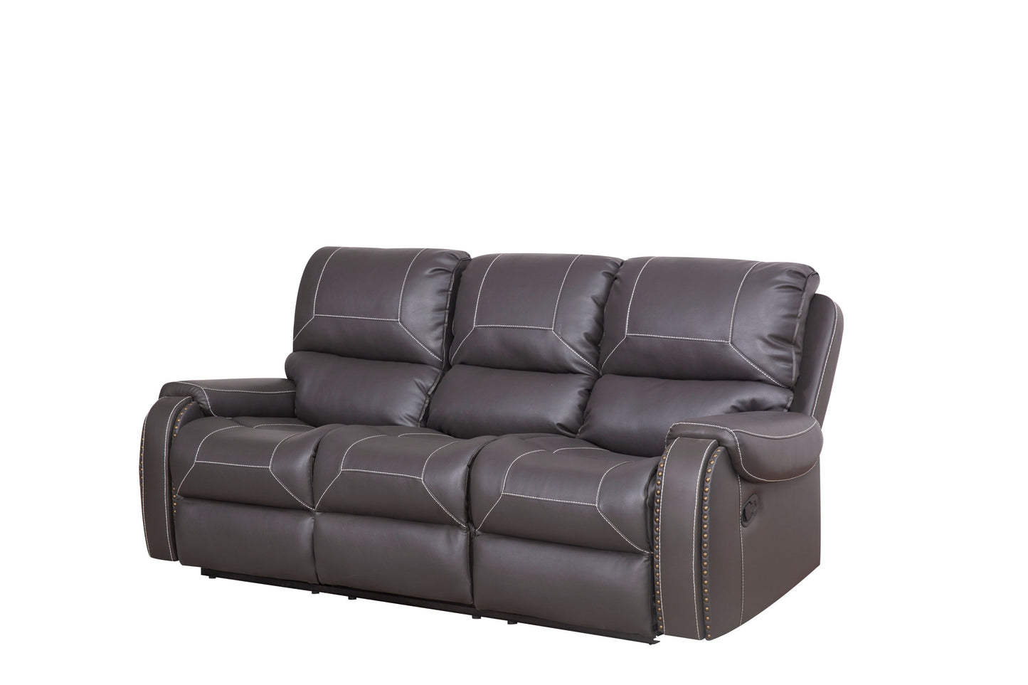 Faux Leather Reclining Sofa Couch 3 Seater Sofa for Living Room Grey