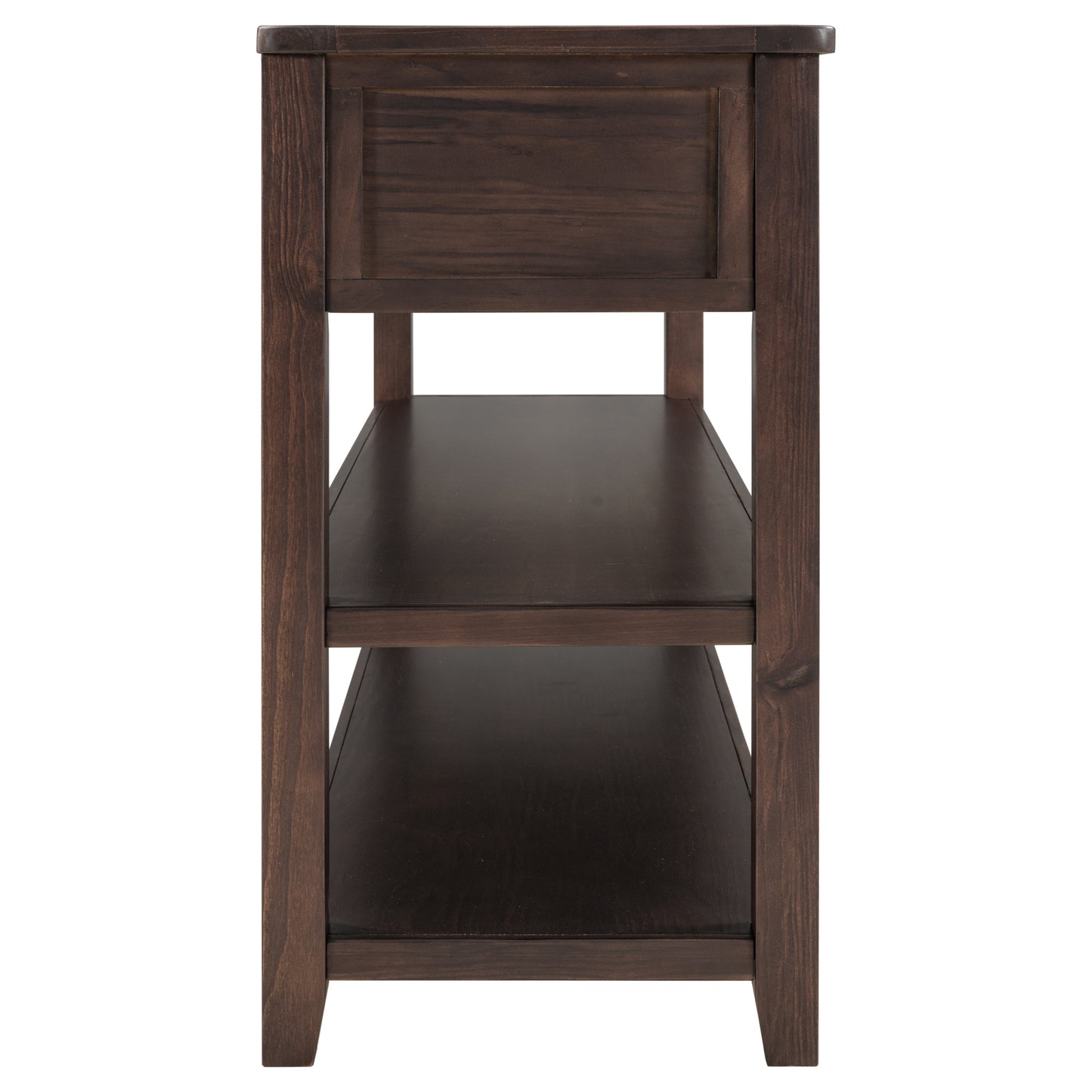 TREXM Retro Design Console Table with Two Open Shelves - Espresso